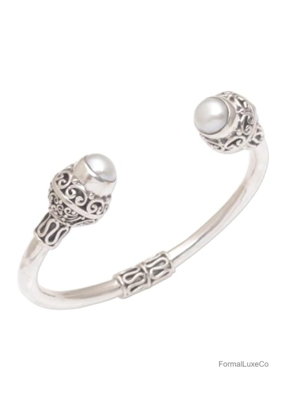 Handmade Cultured Freshwater Pearl Cuff Bracelet .925 Sterling Silver Bridal